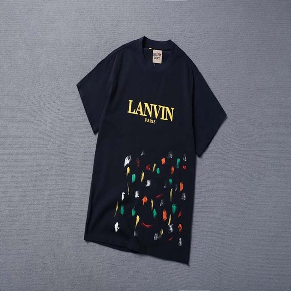 Gallery Dept Tops - Gallery Dept. x Lanvin Paint Print Letter Logo Short Sleeve Black